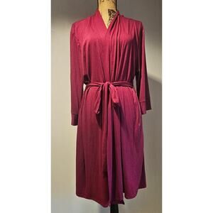 Blue Time Robe Cotton 95% Wine Red 38 inches, Soft & Warm, Belted, Womens Sz XXL